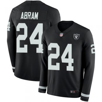 Youth Raiders #24 Johnathan Abram Black Team Color Youth Stitched Football Limited Therma Long Sleeve Jersey