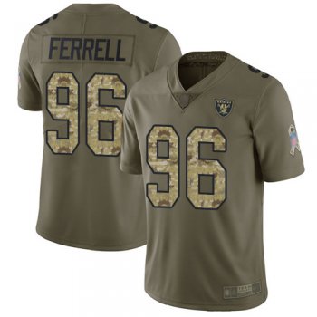 Youth Nike Raiders #96 Clelin Ferrell Olive/Camo Youth Stitched NFL Limited 2017 Salute to Service Jersey