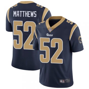 Youth Nike Rams #52 Clay Matthews Navy Blue Team Color Youth Stitched NFL Vapor Untouchable Limited Jersey