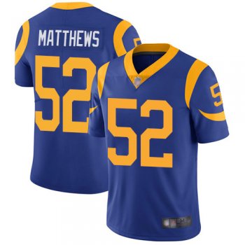 Youth Nike Rams #52 Clay Matthews Royal Blue Alternate Youth Stitched NFL Vapor Untouchable Limited Jersey