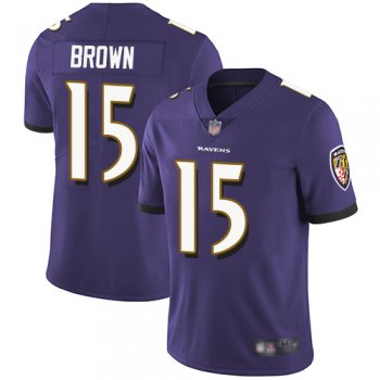 Youth Ravens #15 Marquise Brown Purple Team Color Youth Stitched Football Vapor Untouchable Limited Jersey