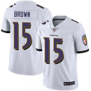 Youth Ravens #15 Marquise Brown White Youth Stitched Football Vapor Untouchable Limited Jersey