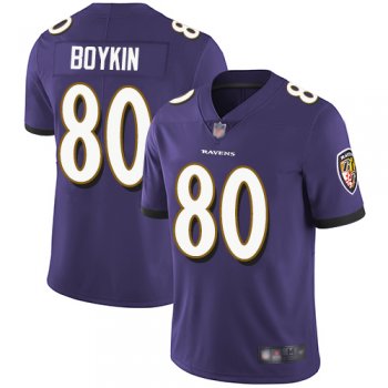 Youth Ravens #80 Miles Boykin Purple Team Color Youth Stitched Football Vapor Untouchable Limited Jersey