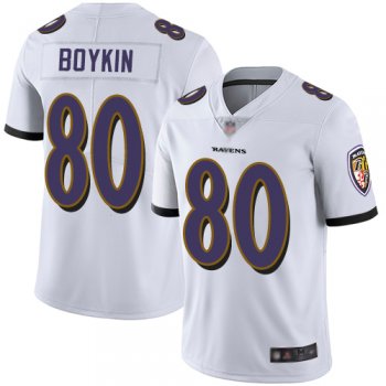 Youth Ravens #80 Miles Boykin White Youth Stitched Football Vapor Untouchable Limited Jersey