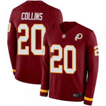 Youth Nike Redskins #20 Landon Collins Burgundy Red Team Color Youth Stitched NFL Limited Therma Long Sleeve Jersey