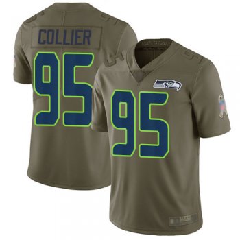 Youth Seahawks #95 L.J. Collier Olive Youth Stitched Football Limited 2017 Salute to Service Jersey