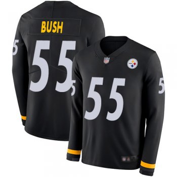 Youth Nike Steelers #55 Devin Bush Black Team Color Youth Stitched NFL Limited Therma Long Sleeve Jersey