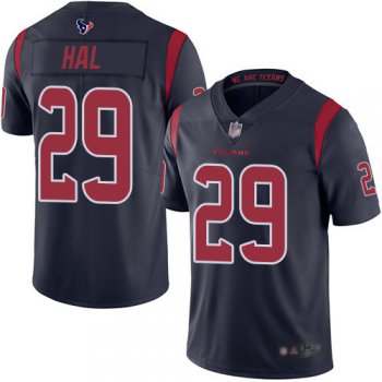 Youth Texans #29 Andre Hal Navy Blue Youth Stitched Football Limited Rush Jersey