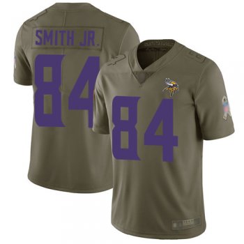 Youth Vikings #84 Irv Smith Jr. Olive Youth Stitched Football Limited 2017 Salute to Service Jersey