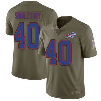 Bills #40 Devin Singletary Olive Men's Stitched Football Limited 2017 Salute To Service Jersey