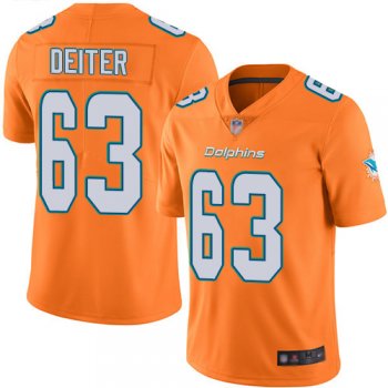 Dolphins #63 Michael Deiter Orange Men's Stitched Football Limited Rush Jersey