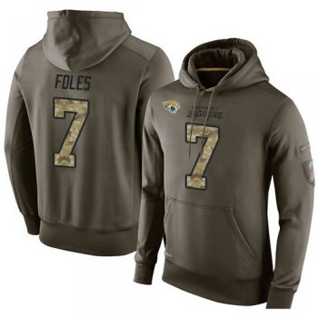 NFL Men's Nike Jacksonville Jaguars #7 Nick Foles Stitched Green Olive Salute To Service KO Performance Hoodie