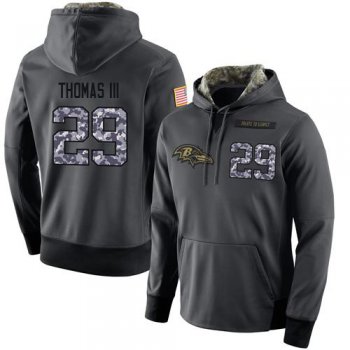 NFL Men's Nike Baltimore Ravens #29 Earl Thomas III Stitched Black Anthracite Salute to Service Player Performance Hoodie