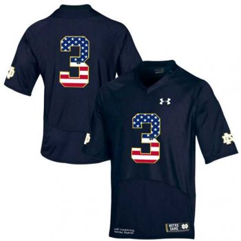 Norte Dame Fighting Irish #3 Shamrock Series Black USA Flag College Football Jersey