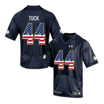 Norte Dame Fighting Irish #44 Justin Tuck Navy USA Flag College Football Jersey