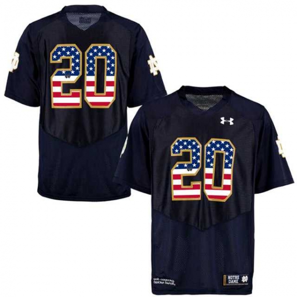 Norte Dame Fighting Irish No.20 Fan Navy USA Flag College Football Jersey