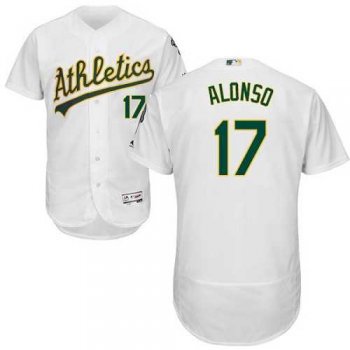 Oakland Athletics #17 Yonder Alonso White Flexbase Authentic Collection Stitched MLB Jersey