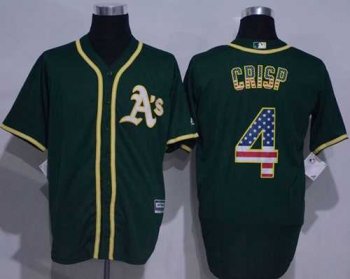 Oakland Athletics #4 Coco Crisp Green USA Flag Fashion Stitched Baseball Jersey