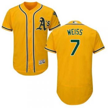 Oakland Athletics #7 Walt Weiss Gold Flexbase Authentic Collection Stitched MLB Jersey