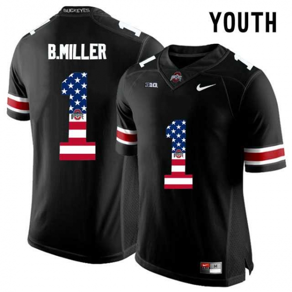 Youth Ohio State Buckeyes #1 Braxton Miller Black USA Flag Youth College Football Limited Jersey