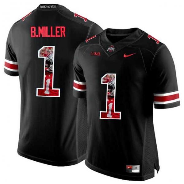 Ohio State Buckeyes #1 Braxton Miller Black With Portrait Print College Football Jersey2