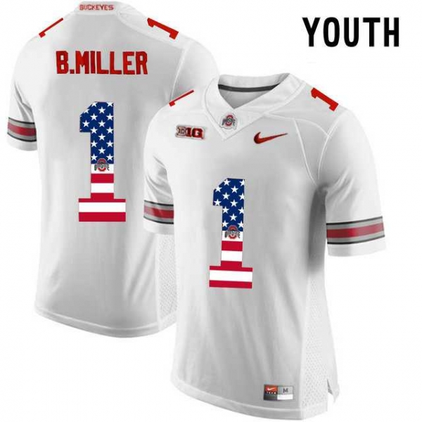 Youth Ohio State Buckeyes #1 Braxton Miller White USA Flag Youth College Football Limited Jersey