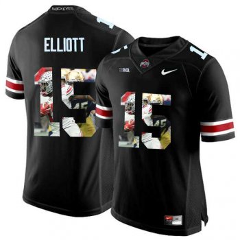 Ohio State Buckeyes #15 Ezekiel Elliott Black With Portrait Print College Football Jersey