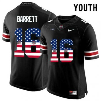 Youth Ohio State Buckeyes #16 J.T Barrett Black USA Flag Youth College Football Limited Jersey