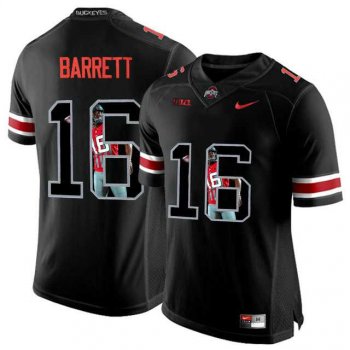 Ohio State Buckeyes #16 J.T. Barrett Black With Portrait Print College Football Jersey2