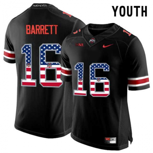 Youth Ohio State Buckeyes #16 J.T Barrett Blackout USA Flag Youth College Football Limited Jersey