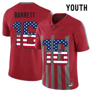 Youth Ohio State Buckeyes #16 J.T Barrett Red USA Flag Alternate Youth College Football Elite Jersey