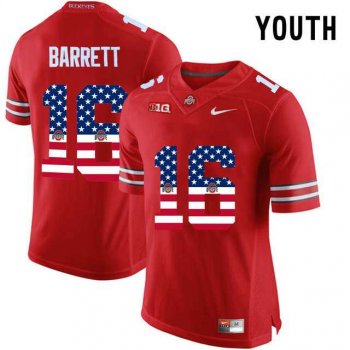 Youth Ohio State Buckeyes #16 J.T Barrett Red USA Flag Youth College Football Limited Jersey