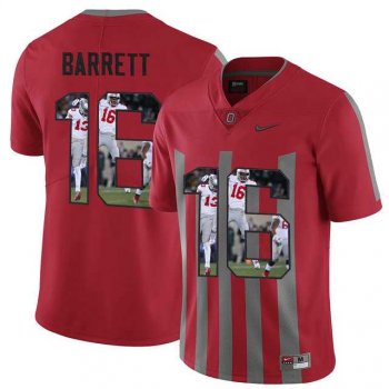 Ohio State Buckeyes #16 J.T. Barrett Red With Portrait Print College Football Jersey