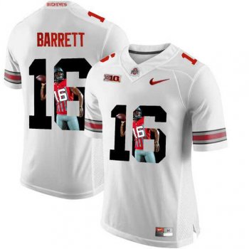 Ohio State Buckeyes #16 J.T. Barrett White With Portrait Print College Football Jersey