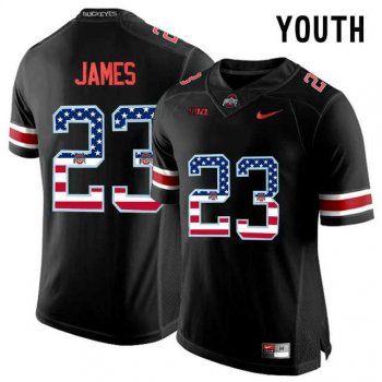 Youth Ohio State Buckeyes #23 Lebron James Black USA Flag Youth College Football Limited Jersey