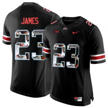 Ohio State Buckeyes #23 Lebron James Black With Portrait Print College Football Jersey