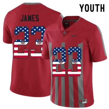 Youth Ohio State Buckeyes #23 Lebron James Red USA Flag Alternate Youth College Football Elite Jersey