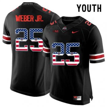 Youth Ohio State Buckeyes #25 Mike Weber Black USA Flag College Youth Football Limited Jersey