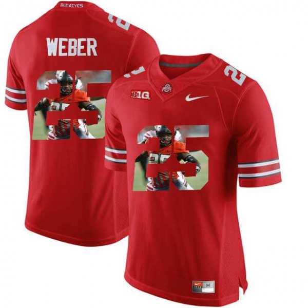 Ohio State Buckeyes #25 Mike Weber Red With Portrait Print College Football Jersey