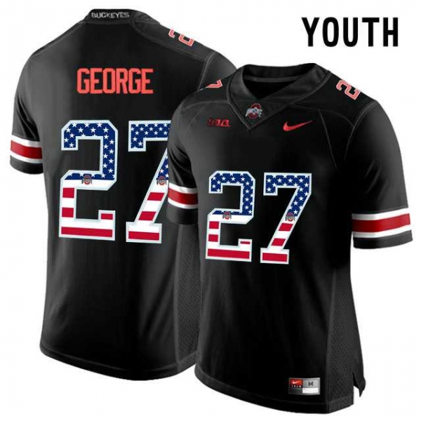 Youth Ohio State Buckeyes #27 Eddie George Black USA Flag Youth College Football Limited Jersey