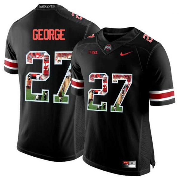 Ohio State Buckeyes #27 Eddie George Black With Portrait Print College Football Jersey