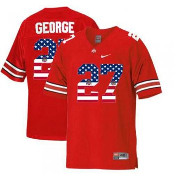 Ohio State Buckeyes #27 Eddie George Red USA Flag College Football Throwback Jersey