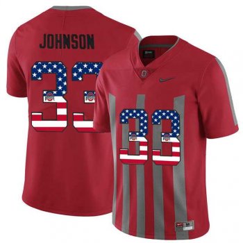 Ohio State Buckeyes #33 Pete Johnson Red USA Flag Alternate College Football Elite Jersey