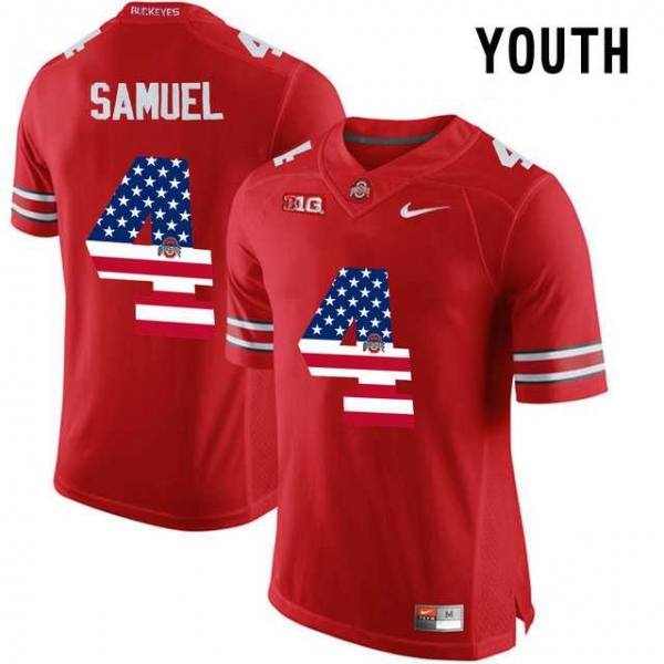 Youth Ohio State Buckeyes #4 Curtis Samuel Red USA Flag Youth College Football Limited Jersey