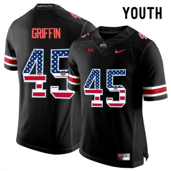 Youth Ohio State Buckeyes #45 Archie Griffin Black USA Flag Youth College Football Limited Jersey