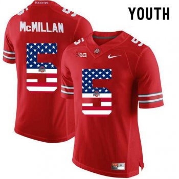 Youth Ohio State Buckeyes #5 Raekwon McMillan Red USA Flag Youth College Football Limited Jersey