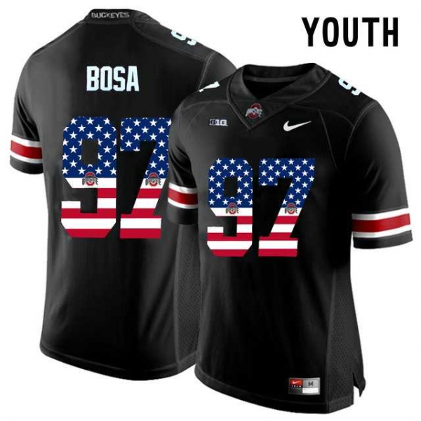 Youth Ohio State Buckeyes #97 Nick Bosa Black USA Flag Youth College Football Limited Jersey