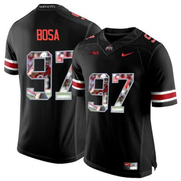 Ohio State Buckeyes #97 Nick Bosa Black With Portrait Print College Football Jersey2