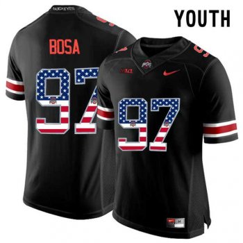 Youth Ohio State Buckeyes #97 Nick Bosa Blackout USA Flag Youth College Football Limited Jersey