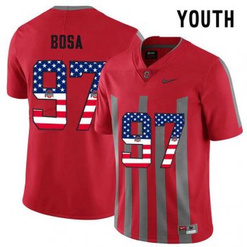 Youth Ohio State Buckeyes #97 Nick Bosa Red USA Flag Alternate Youth College Football Elite Jersey